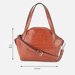 Allen Solly Maroon Textured PU Structured Handheld Bag image 5