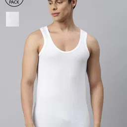 VIP Men Pack Of 2 White Solid Pure Cotton Innerwear Vests-image-33