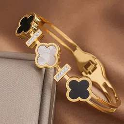 Jewels Galaxy Mother of Pearl Gold-Plated Bangle-Style Bracelet-picture-18