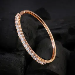 Adwitiya Collection Women Rose Gold-Plated Artificial Stones Studded Bangle-Style Bracelet-image-15