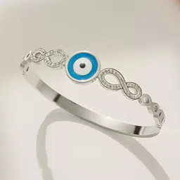 KARISHMA KREATIONS Unisex Silver-Plated Cubic Zirconia Tribal Kada Bracelet-picture-47