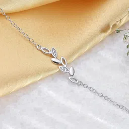 Zavya Women Sterling Silver Cubic Zirconia Rhodium-Plated Charm Bracelet-picture-27