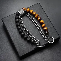 MEENAZ Men Oxidised Silver-Plated Multistrand Bracelet-picture-16