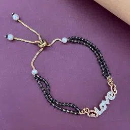 Digital Dress Room Women Gold-Plated Beaded Love Pendant Mangalsutra Bracelet-picture-22