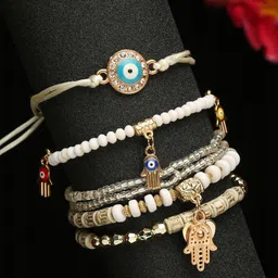 DressBerry Women Set Of 6 Gold-Toned & White Bracelets-picture-30