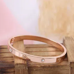 Jewels Galaxy Women Rose Gold-Plated American Diamond Bangle-Style Bracelet-picture-42