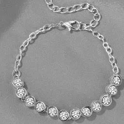 Peora Silver Plated American Diamond Studded Wraparound Bracelet-picture-41