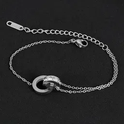 Jewels Galaxy Women Silver-Plated Cubic Zirconia Roman Charm Link Bracelet-picture-17