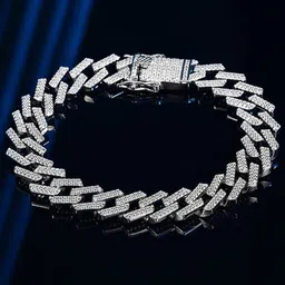 Designs & You Women Silver-Plated American Diamond-Studded Cuban Link Bracelet-picture-17