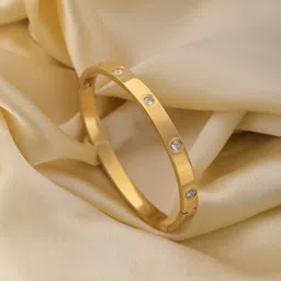 PALMONAS Stainless Steel Artificial Stones Gold Plated Armlet Bracelet-picture-21