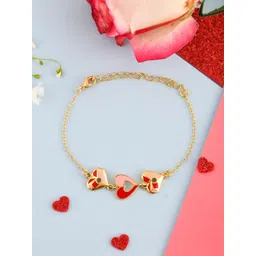 Voylla Women Gold-Plated Valentine's Day Collection Split Enamelled Hearts Link Bracelet-picture-24