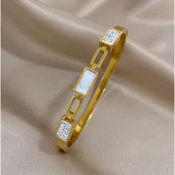 Jewels Galaxy Mother of Pearl Gold-Plated Bangle-Style Bracelet-picture-25