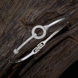 Kushal's Fashion Jewellery Women Cubic Zirconia Rhodium-Plated Kada Bracelet-picture-23