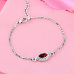 Estele Women Crystals Silver-Plated Charm Bracelet-image-80