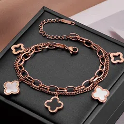 Designs & You Mother of Pearl Rose Gold-Plated Link Bracelet-picture-28