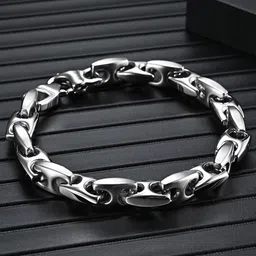 Peora Men Stainless Steel Silver-Plated Link Bracelet-picture-37