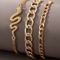 Jewels Galaxy Women Set Of 3 Gold-Plated Link Bracelet-picture-39