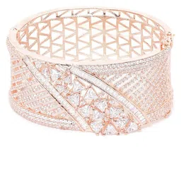 JEWELS GEHNA Women Rose Gold Brass American Diamond Rose Gold-Plated Kada Bracelet-picture-19