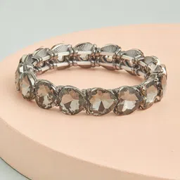 Kushal's Fashion Jewellery Women Silver & Grey Rhodium-Plated Bangle-Style Bracelet-picture-11