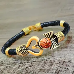 DN Creation Unisex Gold Plated Rudraksha Wraparound Bracelet-picture-33