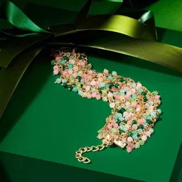 AMI Women Gold-Plated Artificial Beads-Beaded Wraparound Bracelet image 1