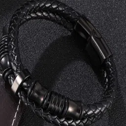 UNIVERSITY TRENDZ Men Black PU Leather Wraparound Bracelet-picture-25