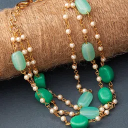 Zaveri Pearls Women Gold-Toned & Green Beaded Multistrand Bracelet-picture-13