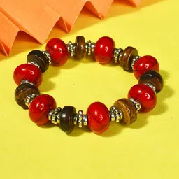 Bamboo Tree Jewels Silver-Plated Elasticated Stretchable Beaded Bracelet image 1