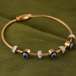 PALMONAS Artificial Stones Stainless Steel Gold Plated Bangle-Style Bracelet image 2