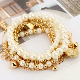 Jewels Galaxy Women Gold-Plated Multistrand Bracelet image 5