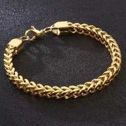 MEENAZ Men Stainless Steel Gold Plated Link Bracelet image 5