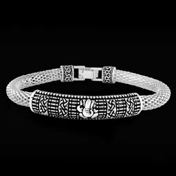 NAKABH Rhodium-Plated Oxidised Bangle-Style Bracelet image 3