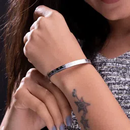 SWASHAA Stainless Steel Silver-Plated Bangle-Style Bracelet image 2