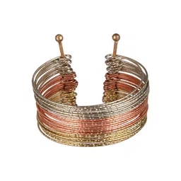 Priyaasi Women Tri-Toned Multistrand Cuff Bracelet image 3