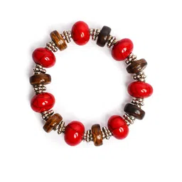 Bamboo Tree Jewels Silver-Plated Elasticated Stretchable Beaded Bracelet image 2