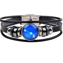 Young & Forever Men Leather Zodiac Sign Aries Wraparound Bracelet-picture-27