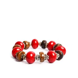 Bamboo Tree Jewels Silver-Plated Elasticated Stretchable Beaded Bracelet image 3