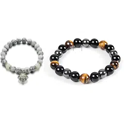 KARISHMA KREATIONS Set Of 2 Unisex Glow In The Dark Lotus Beaded Elasticated Bracelet image 4