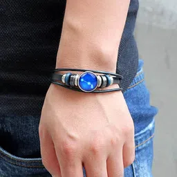 Young & Forever Men Leather Zodiac Sign Aries Wraparound Bracelet image 2