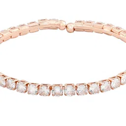 AMI Women Rose Gold-Toned Cubic Zirconia Studded Kada Bracelet image 4