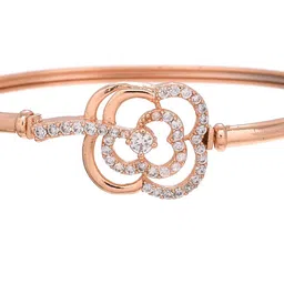 Voylla Rose Gold-Plated Cubic Zirconia Kada Bracelet image 3