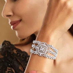 Rubans Cubic Zirconia Rhodium-Plated Wraparound Bracelet-picture-54