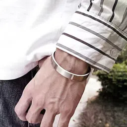 MEENAZ Men Anti Tarnish Silver-Plated Bangle-Style Bracelet image 3