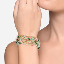 AMI Women Gold-Plated Artificial Beads-Beaded Wraparound Bracelet image 5