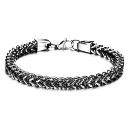 MEENAZ Men Silver-Plated Stainless Steel Link Bracelet image 2
