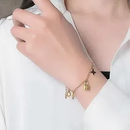 MYKI Gold-Plated Cubic Zirconia-Studded Charm Bracelet image 3