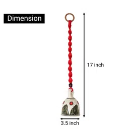 Gathari Red & White Self Designed Ceramic Hanging Bell Wall Decor image 3