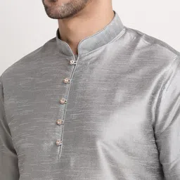 KRAFT INDIA Dupion Silk Kurta With Churidar & Nehru Jacket image 3