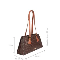 Hidesign Brown Textured Leather Structured Shoulder Bag with Tasselled Detail image 5