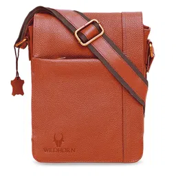 WildHorn Tan Leather Structured Sling Bag-picture-12